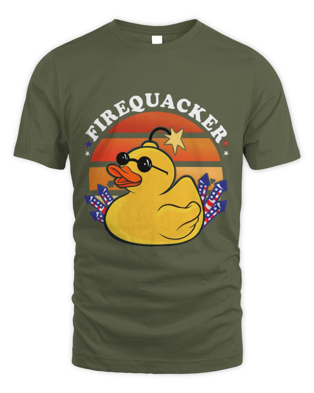 Cute Duck Firecracker Duck 4th of July Patriotic Day USA Flag Funny 1